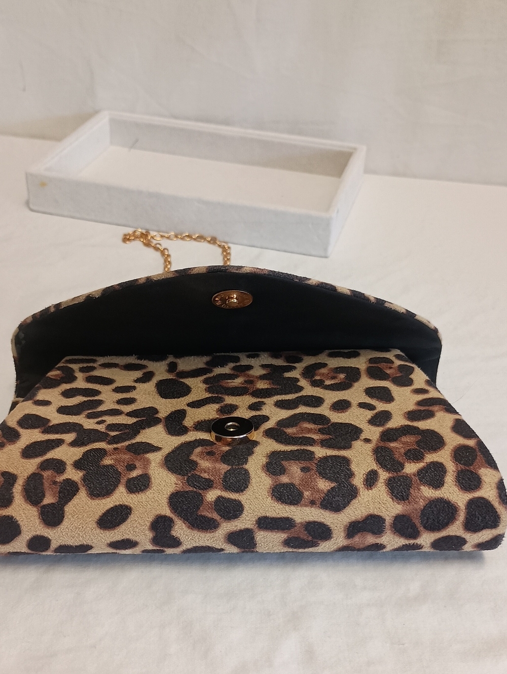 Women's Faux Suede Animal Print Evening Bag Clutch Purse - Picture 5 of 7